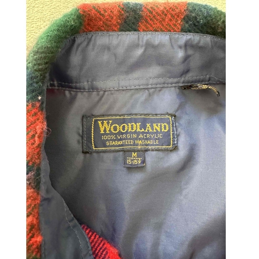 Woodland Shirt Mens Medium 15-15½ Plaid Chest Pockets Button Down Long Sleeve - Picture 4 of 7